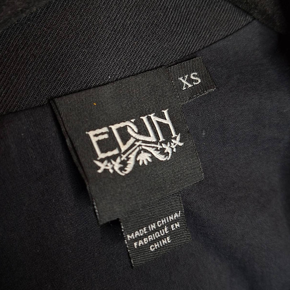 EDUN Open Front Silk Tie Vest XS Gray Black Modern Corporate Goth Lagenlook - Picture 4 of 12